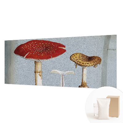 Wall mural for bedroom with mushroom engravings
