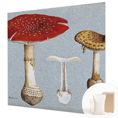 Wall mural for bedroom with mushroom engravings