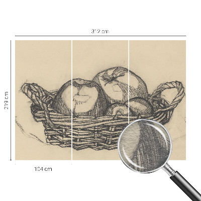 Wall mural with a fruit basket motif