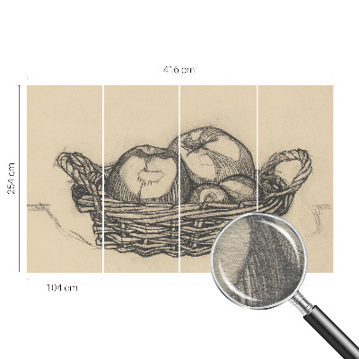 Wall mural with a fruit basket motif