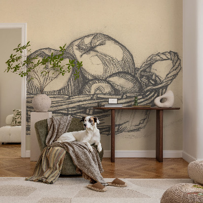 Wall mural with a fruit basket motif