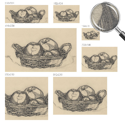 Wall mural with a fruit basket motif