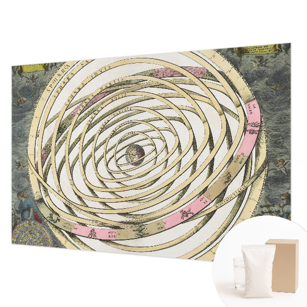 Bedroom wall mural wallpaper with a cosmic spiral design