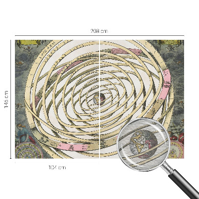 Bedroom wall mural wallpaper with a cosmic spiral design