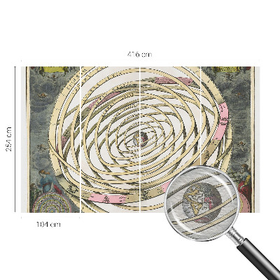 Bedroom wall mural wallpaper with a cosmic spiral design