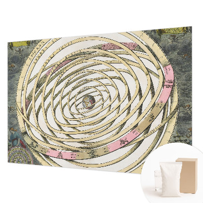 Bedroom wall mural wallpaper with a cosmic spiral design