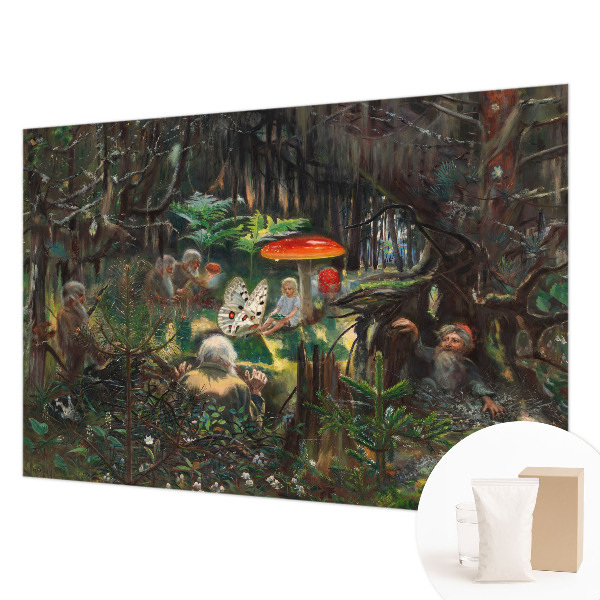 Wallpaper mural for living room with a fairytale forest design