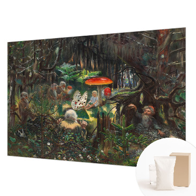 Wallpaper mural for living room with a fairytale forest design