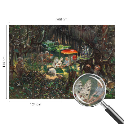 Wallpaper mural for living room with a fairytale forest design