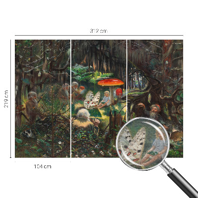 Wallpaper mural for living room with a fairytale forest design