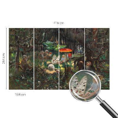 Wallpaper mural for living room with a fairytale forest design