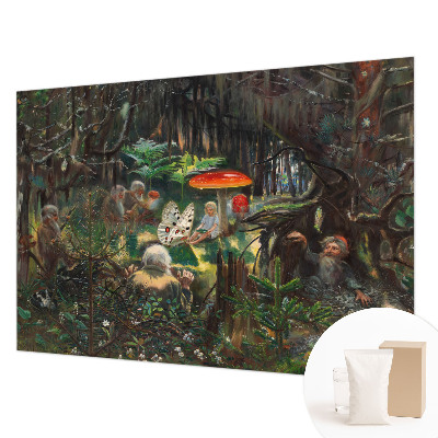 Wallpaper mural for living room with a fairytale forest design