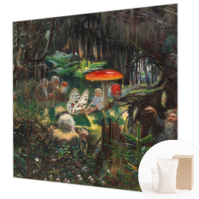 Wallpaper mural for living room with a fairytale forest design