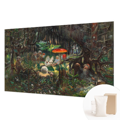 Wallpaper mural for living room with a fairytale forest design