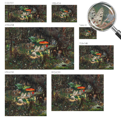 Wallpaper mural for living room with a fairytale forest design