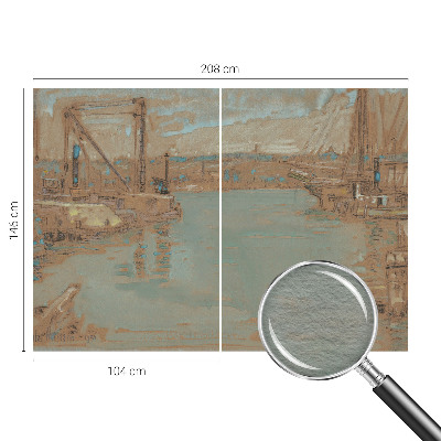 Large wall mural wallpaper featuring port views