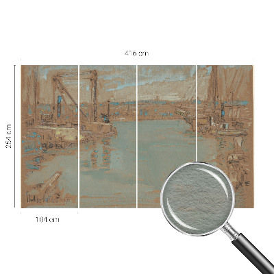 Large wall mural wallpaper featuring port views