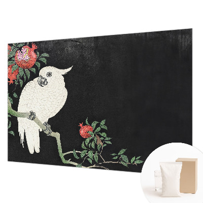 Custom size wall mural with a pomegranate parrot design