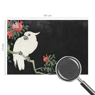 Custom size wall mural with a pomegranate parrot design
