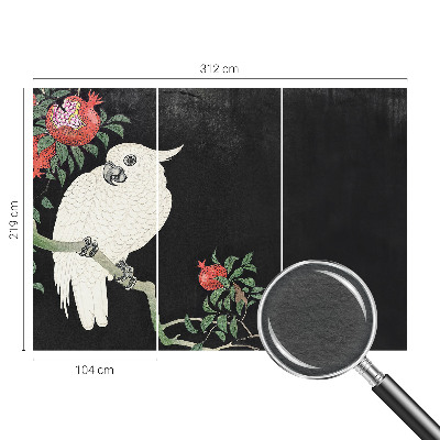 Custom size wall mural with a pomegranate parrot design
