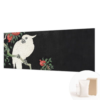 Custom size wall mural with a pomegranate parrot design