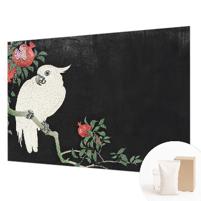 Custom size wall mural with a pomegranate parrot design