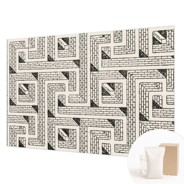 Modern wall mural for bedroom with a brick maze design