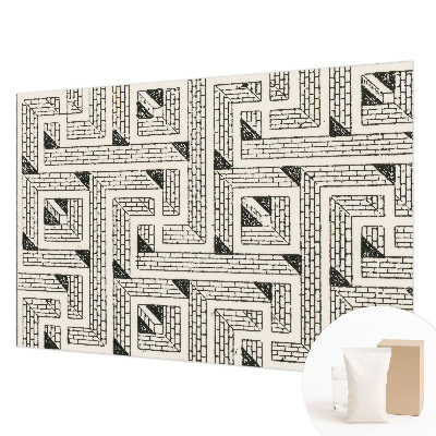 Modern wall mural for bedroom with a brick maze design