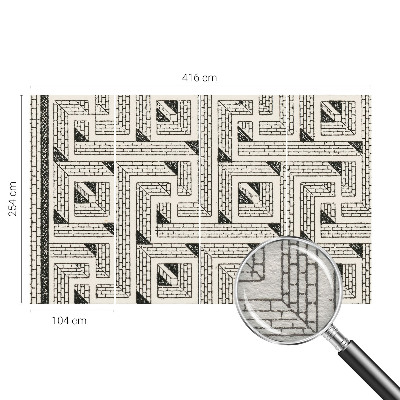 Modern wall mural for bedroom with a brick maze design