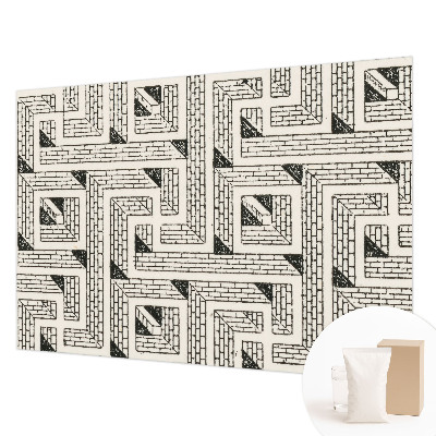 Modern wall mural for bedroom with a brick maze design