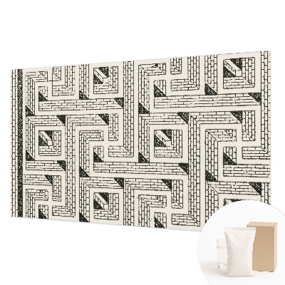 Modern wall mural for bedroom with a brick maze design