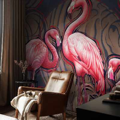 Premium wall mural for bedroom with a pink flamingo design