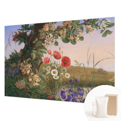 Non-woven wall mural with a floral idyll design