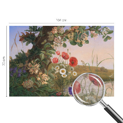 Non-woven wall mural with a floral idyll design