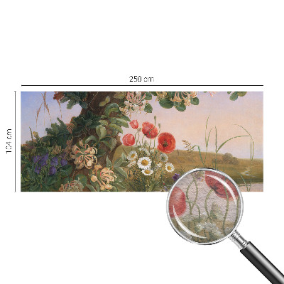 Non-woven wall mural with a floral idyll design