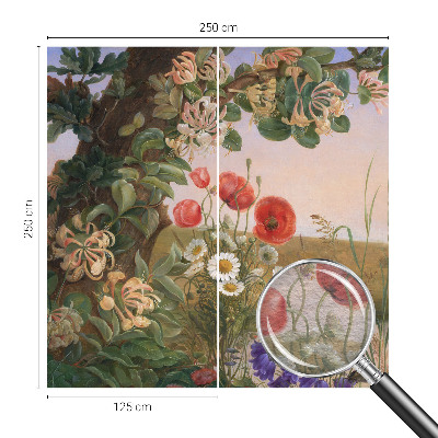 Non-woven wall mural with a floral idyll design