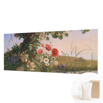 Non-woven wall mural with a floral idyll design