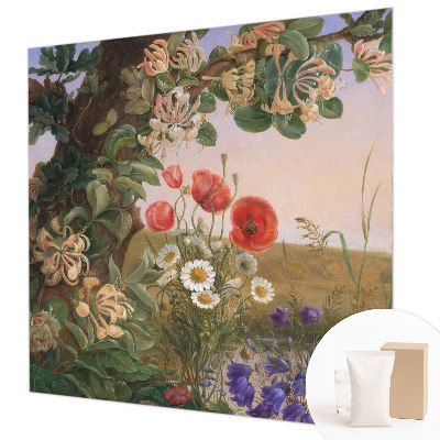 Non-woven wall mural with a floral idyll design