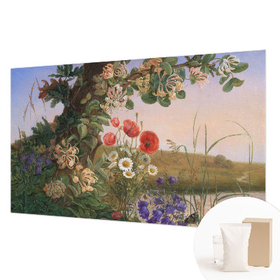 Non-woven wall mural with a floral idyll design