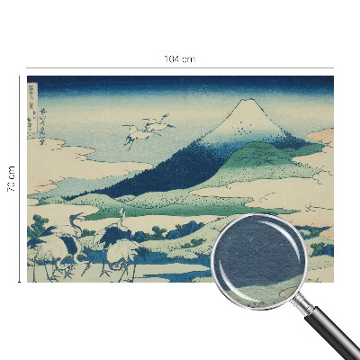 Wall mural for living room with a cranes and mountains design