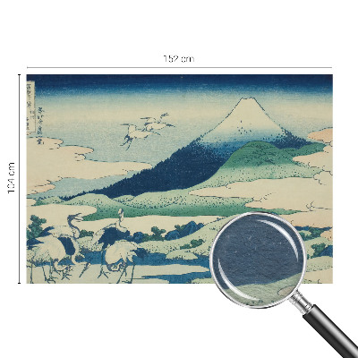 Wall mural for living room with a cranes and mountains design