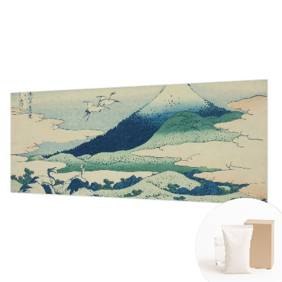 Wall mural for living room with a cranes and mountains design