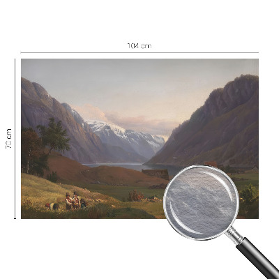 Wall mural for bedroom featuring a mountain panorama