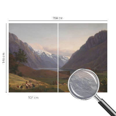 Wall mural for bedroom featuring a mountain panorama