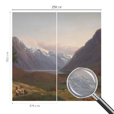 Wall mural for bedroom featuring a mountain panorama