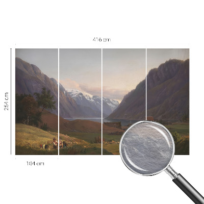 Wall mural for bedroom featuring a mountain panorama