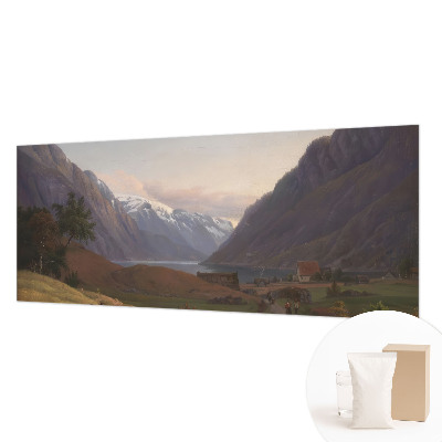 Wall mural for bedroom featuring a mountain panorama
