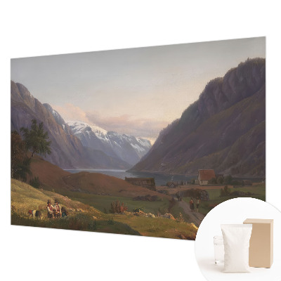 Wall mural for bedroom featuring a mountain panorama