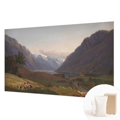 Wall mural for bedroom featuring a mountain panorama