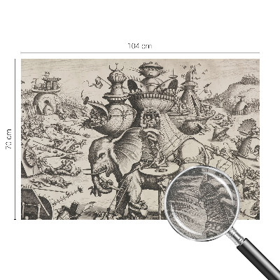 Wallpaper mural for living room featuring a grotesque battle scene